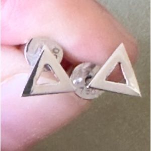 Bony Levy 14 ct White Gold Petite Triangle Earrings